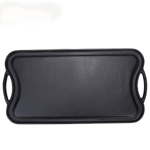 Cast iron BBQ griddle plate with reversible side