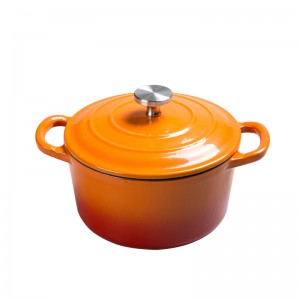 Classic cast iron enamel casserole soup pot