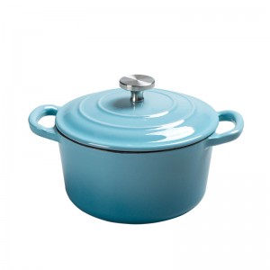 Classic cast iron enamel casserole soup pot