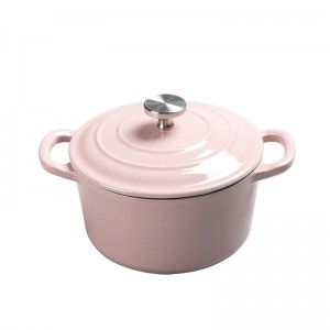 Classic cast iron enamel casserole soup pot