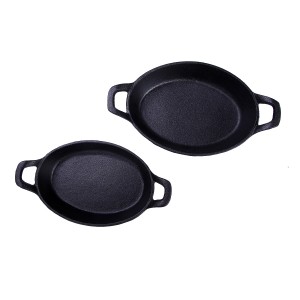 Cast iron fry pan set with two handle 8.5/9.5 inch