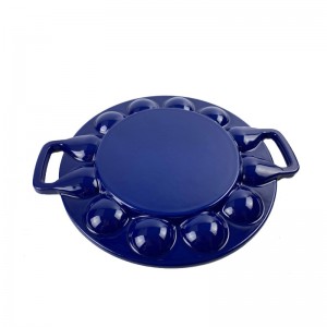 Cast iron enamel fry pan with 19 holes egg pan