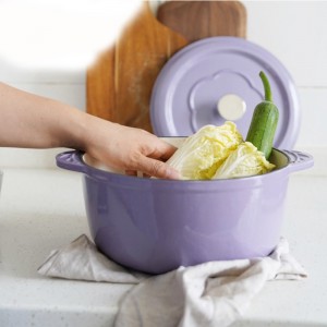 8.66 inch cast iron enamel casserole with leaf handle