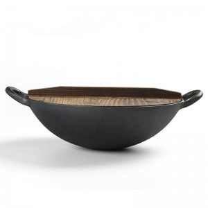 Cast iron pre-seasoned wok with big size