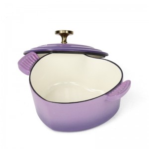 Heart shape cast iron casserole enamel coating