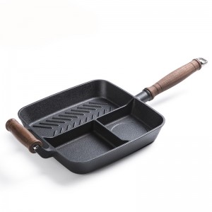 Cast iron pre-seasoned 3-in-1 fry pan skillet