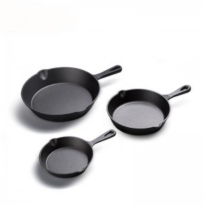 Cast iron cookware fry pan set skillet