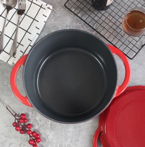 M-cooker Cast Iron Pots Combo Cooker Red Color 2 in 1 Pre-Seasoned Dutch Oven