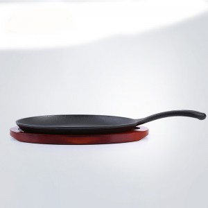 Cast iron pre-seasoned sizzling plate fajita pan with 9 inch