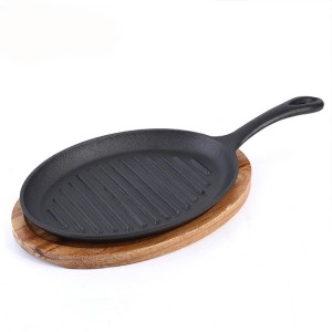 Cast iron pre-seasoned sizzling plate fajita pan with 9 inch