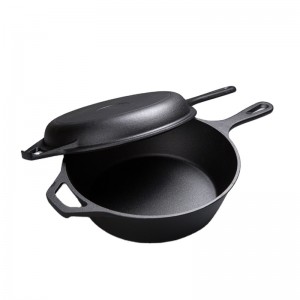 Cast iron 2-in-1 combo pan cooker