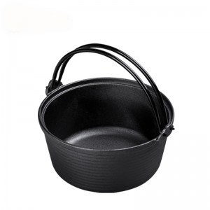 Cast iron pre-seasoned dutch oven with wooden lid