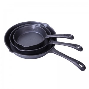 Cast iron fry pan set with long handle 6/8/10” inch