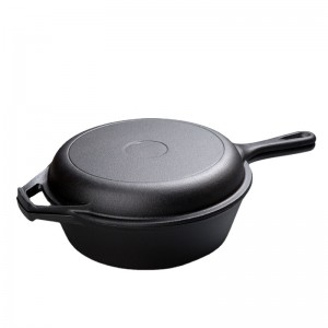 Cast iron 2-in-1 combo pan cooker