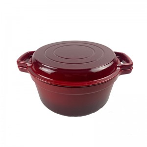 Cast iron enamel combo pot 2-in-1 with grill lid