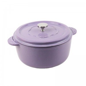 8.66 inch cast iron enamel casserole with leaf handle