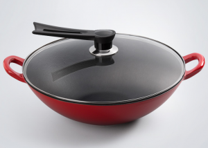 Cast iron big size enamel wok with 14.2 inch