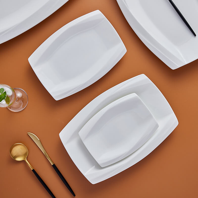 Dining Plates of Different Shapes - Curved Square Plate