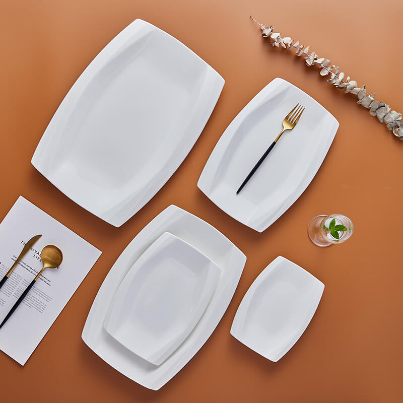 Dining Plates of Different Shapes - Curved Square Plate