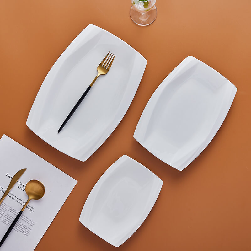 Dining Plates of Different Shapes - Curved Square Plate