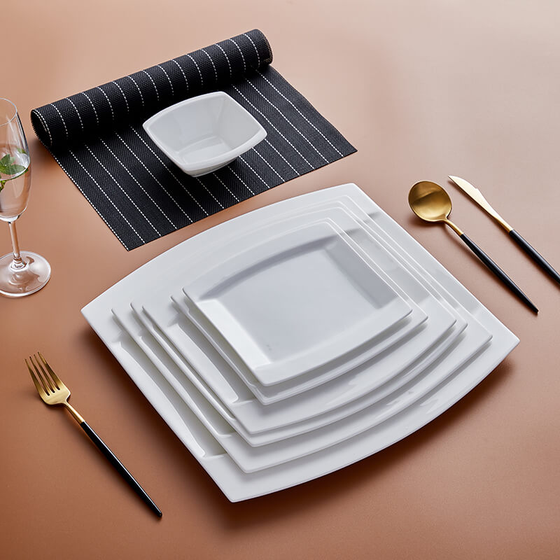 Dining Plates of Different Shapes - Curved Square Plate