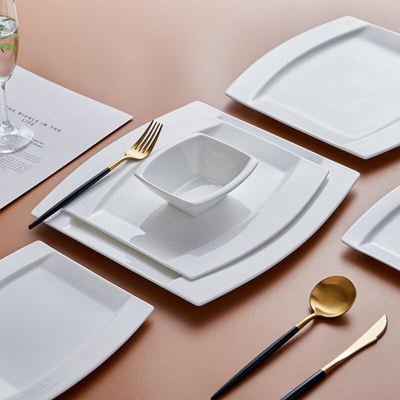 Dining Plates of Different Shapes - Curved Square Plate