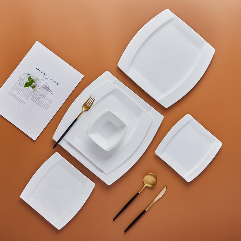 Dining Plates of Different Shapes - Curved Square Plate