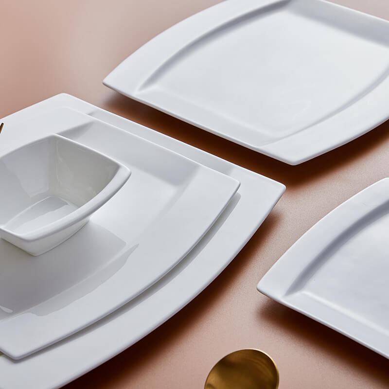 Dining Plates of Different Shapes - Curved Square Plate