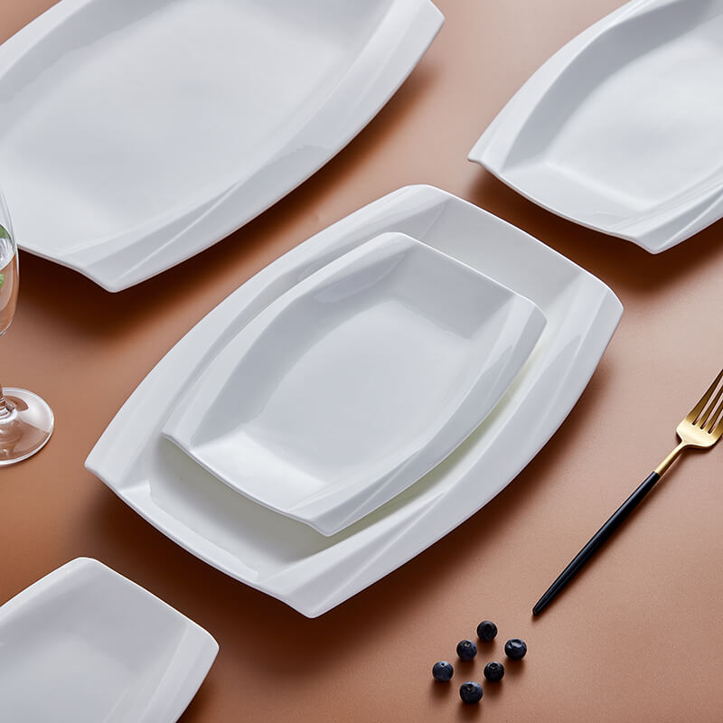 Dining Plates of Different Shapes - Curved Square Plate