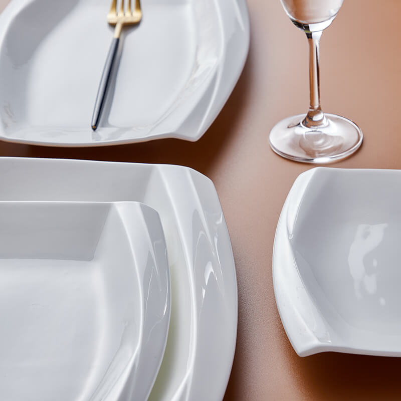 Dining Plates of Different Shapes - Curved Square Plate