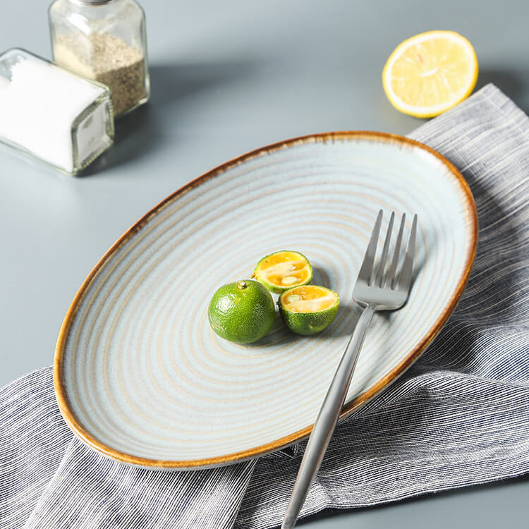 Porcelain Dinnerware For Restaurant - Gray Green Matte Kiln Variation