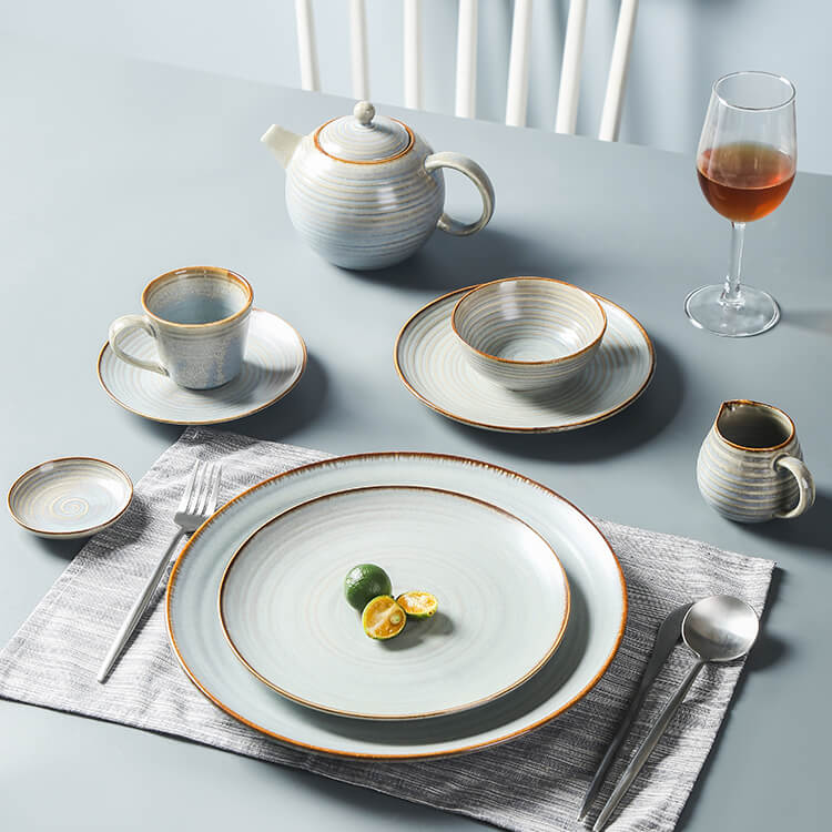 Porcelain Dinnerware For Restaurant - Gray Green Matte Kiln Variation