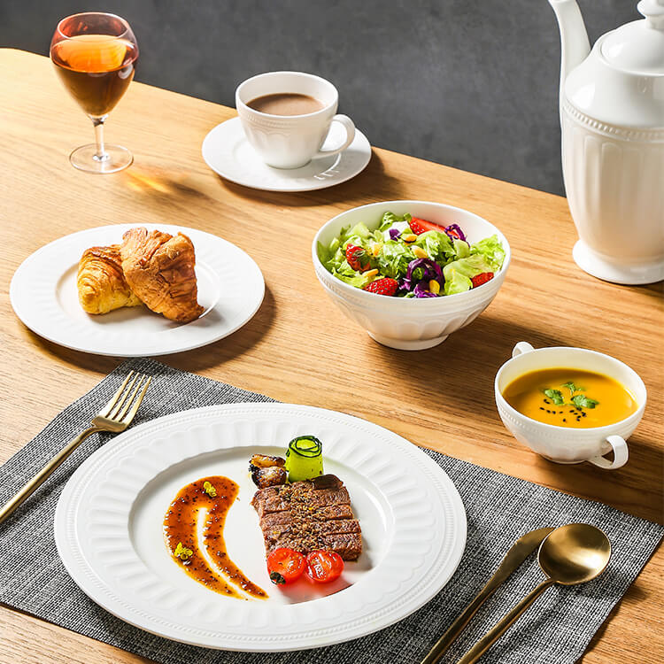 Pure White Bone China Tableware - Rome