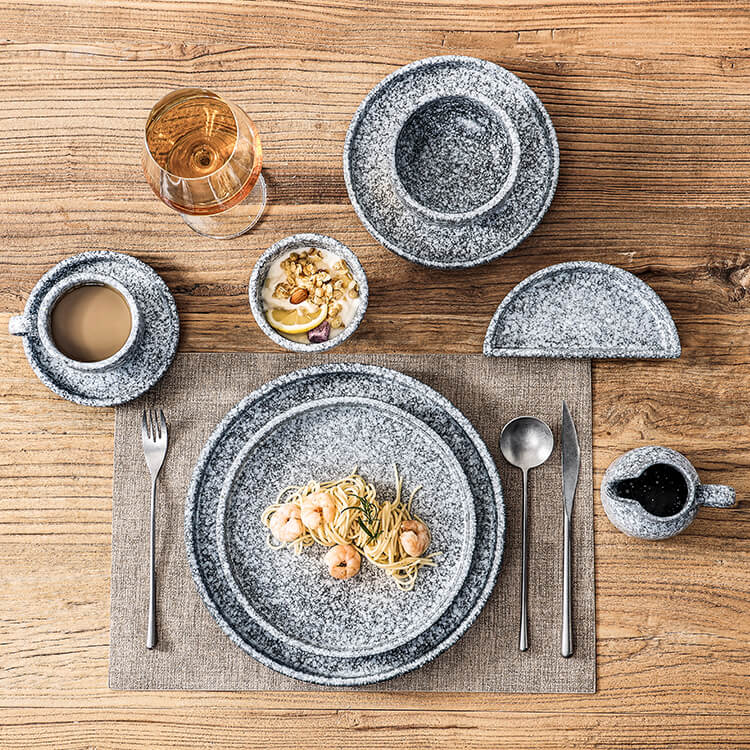 Gray Ceramic High Temperature Porcelain Dinnerware - Deep Diabase