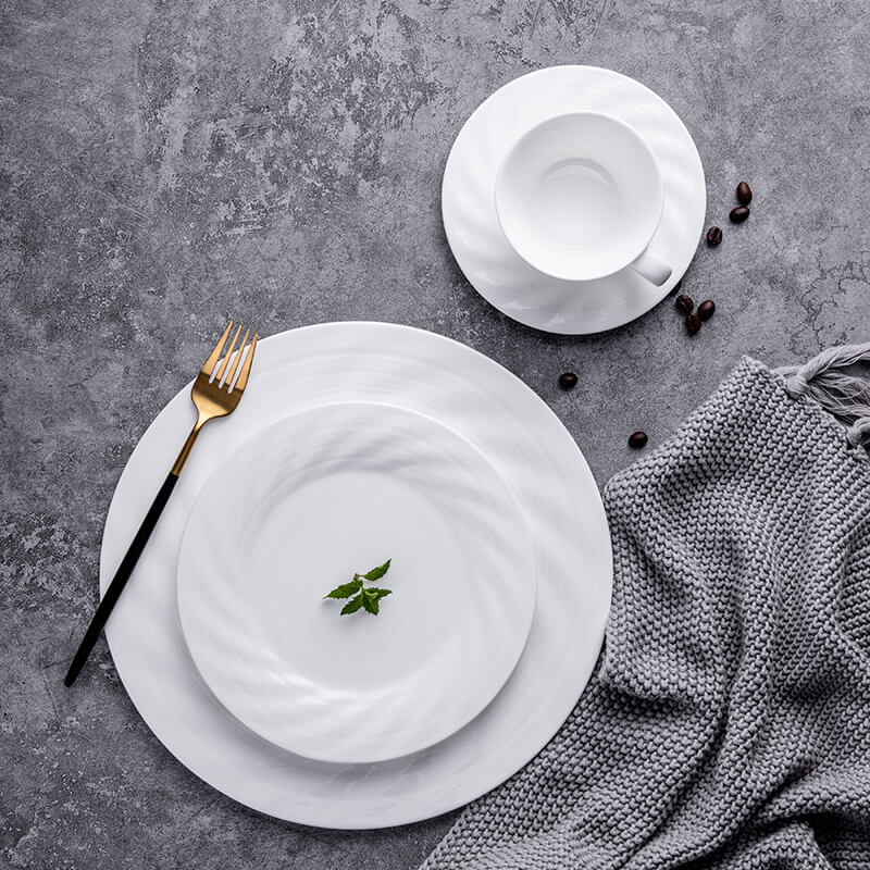 White Bone China Plates Set - IELTS