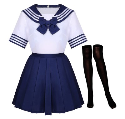 Eco-Active School Girl Uniform Set With Sheer Black Stockings Supplier