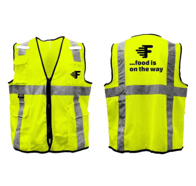 Lime-Colored Multi-Pocket Vest with Zippered Front for Food Delivery Riders Supplier