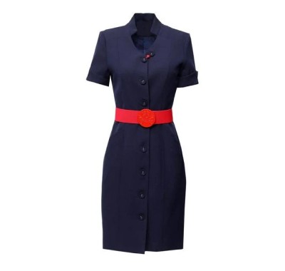 Recycled Dark Blue Airhostess Uniform Supplier